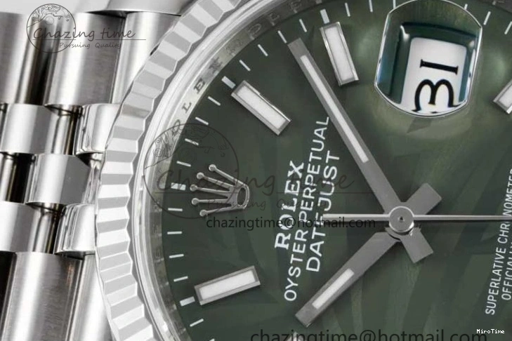 MiroTime 1227 Youthful DateJust 36 SS 116234 VSF 1:1 Best Edition 904L Steel Green Leaf Dial on Jubilee Bracelet VS 2056